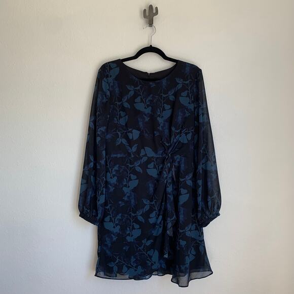 Hutch x Anthropologie Light of the Moon Blue Floral Ruched Mini Dress - Picture 1 of 9